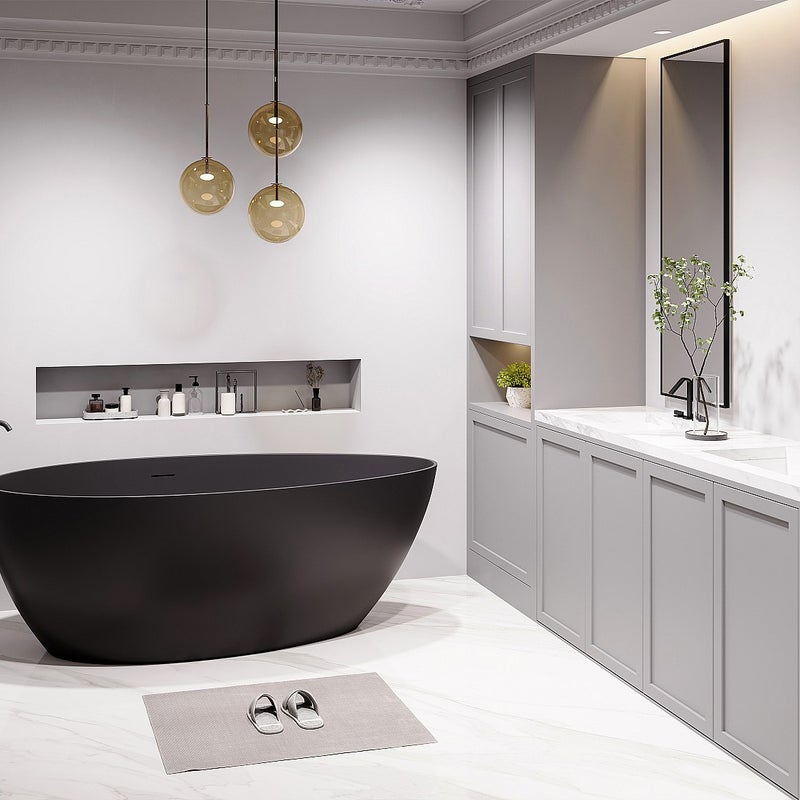 Wanna wolnostojąca asymetryczna - 245 l - 160 x 82 x 58 cm - Czarny mat - Akryl - APULIA