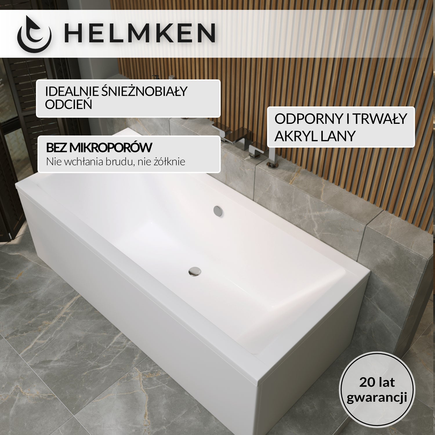 Wanna akrylowa Helmken Alvaro 180 x 80 / 23096005