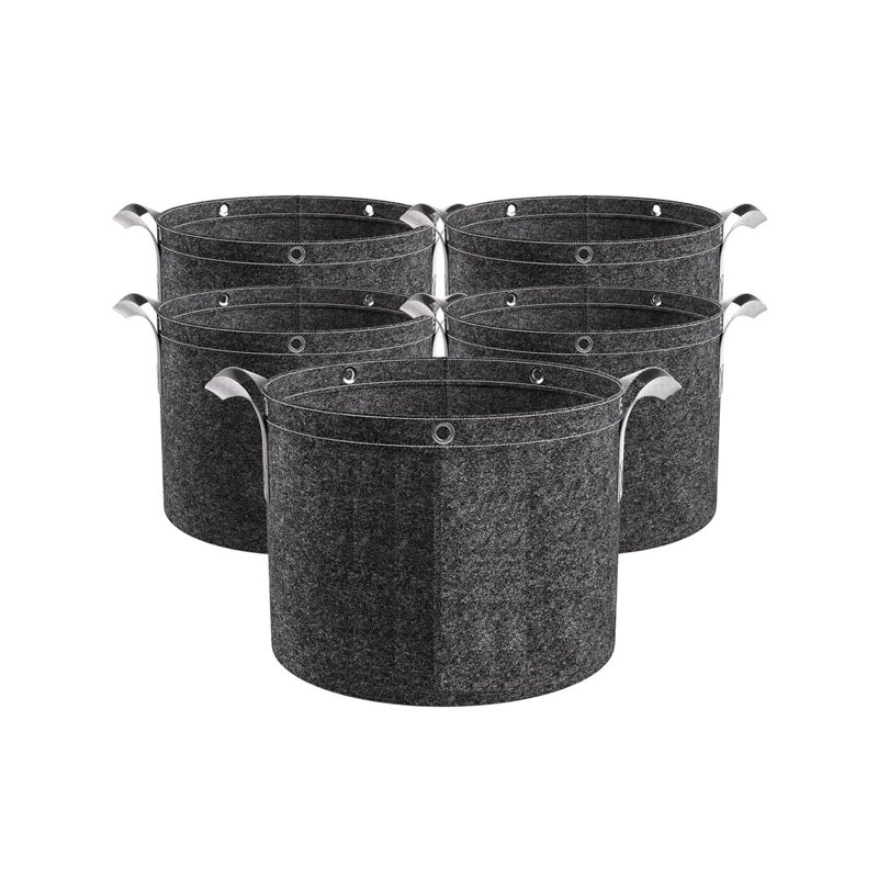 Wielorazowe worki ogrodnicze z filcu (5 sztuk) – Donice ogrodowe z uchwytami, 3 galony, do roślin zewnętrznych i na balkon