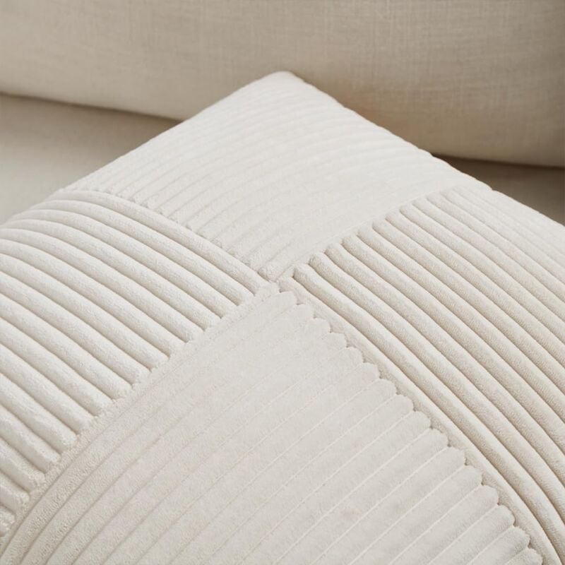 Lot de 2 Boho Housse de Coussin 45x45 Crème,à Motif Croisé Decoration Beige Clair Housses de Coussin en Velours Côtelé,Douillet Taie d'oreiller Housse - 4