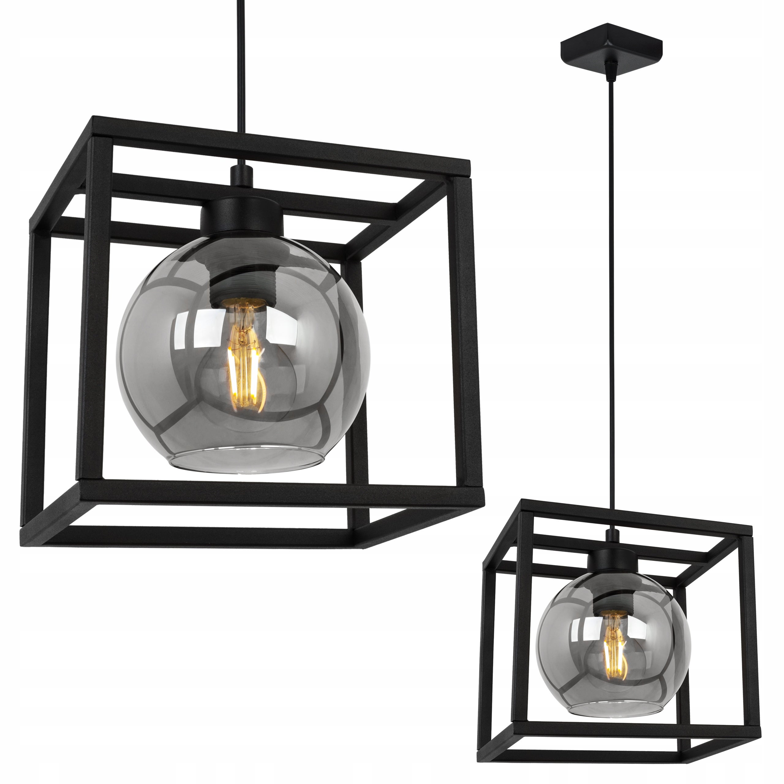 Lampa sufitowa wisząca Haga Cage modern 1xE27 abażur kula grafitowa Light Home LH