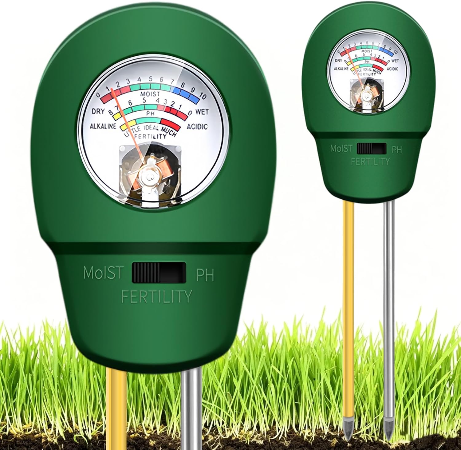 Tester de sol 3 în 1 pentru testarea umidității, fertilității și pH-ului plantelor, grădinilor, peluzelor, fermelor, pentru uz interior și exterior