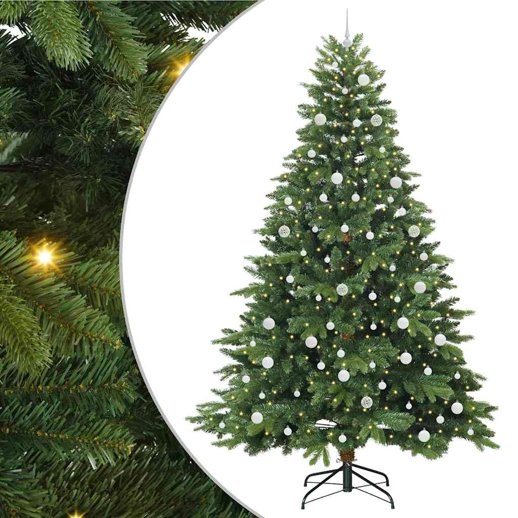 Sztuczna choinka z 300 diodami LED Zielony 240 cm PE i PVC