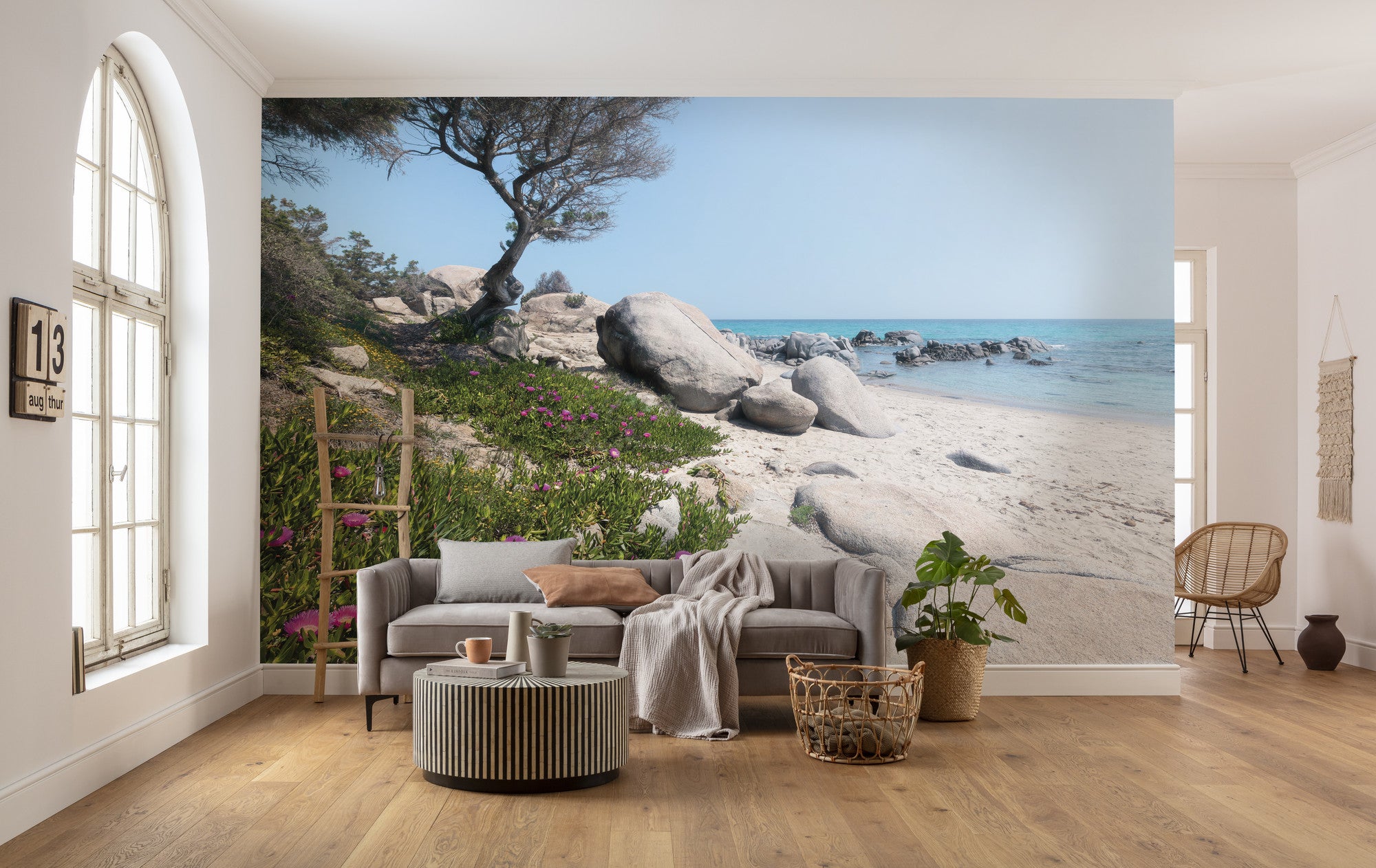 Fototapeta plaża zielonym,szarymIniebieskim - 450 x 280 cm - SANDERS &amp; SANDERS