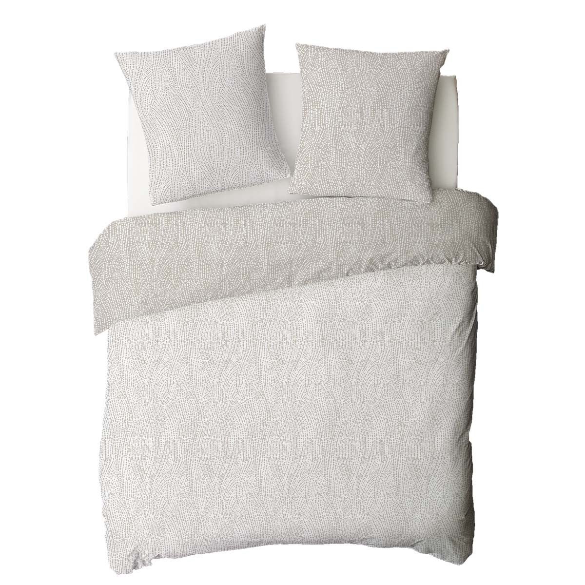 Parure de lit 2 personnes en coton 57 fils imprimé beige 260x240cm - 5