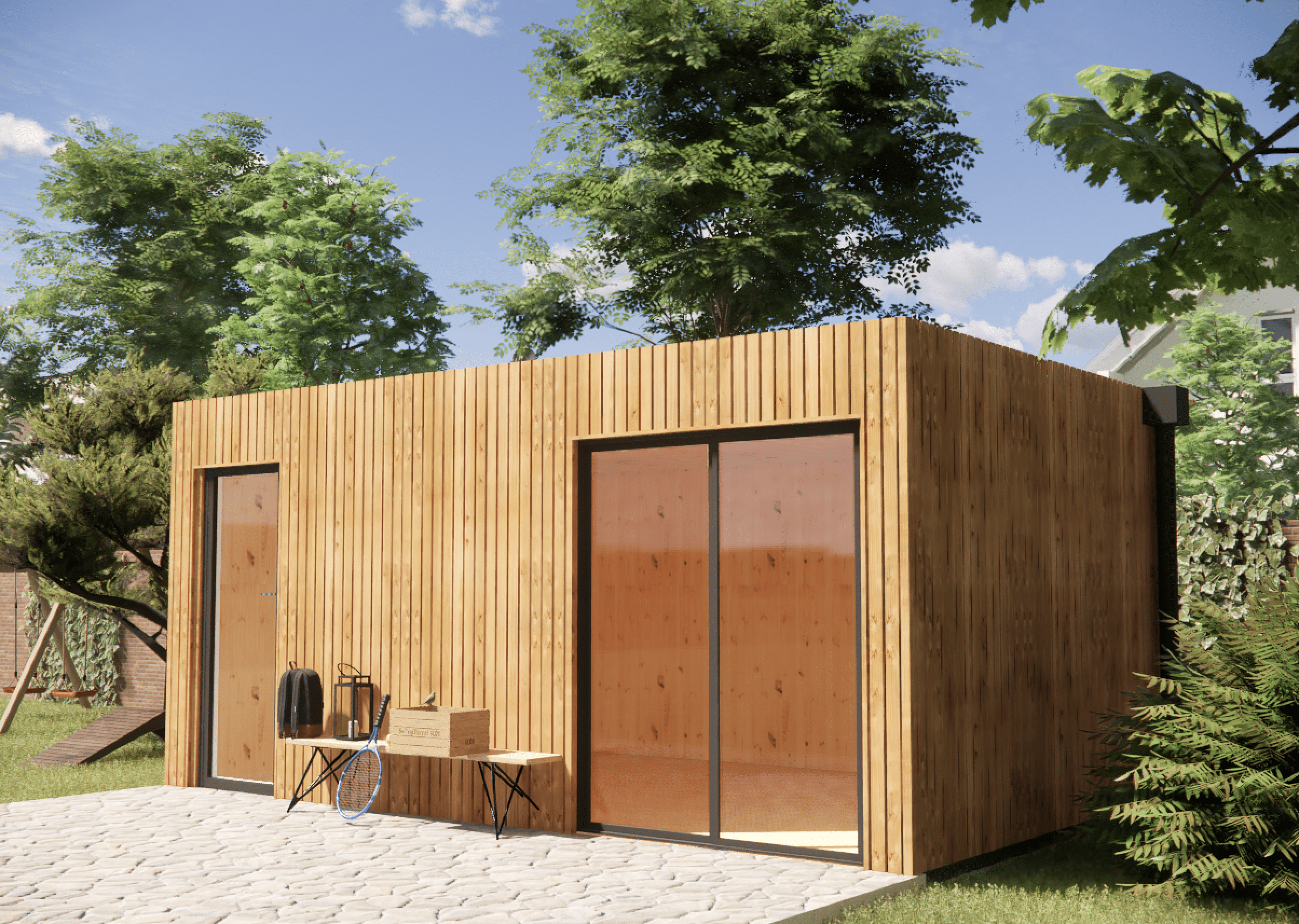 Bureau de jardin bois en bois 5,5 x 3,5 x 2,7 m avec plancher isolé - 6