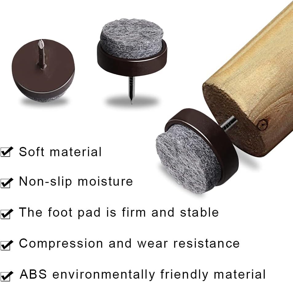 Podkładki meblowe z gwoździami 60 x 20 mm do krzeseł, okrągłe filcowe podkładki pod nogi stołów i ochraniacze podłogowe. - 5