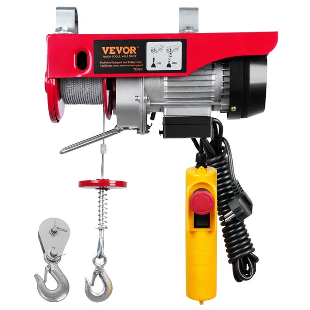 VEVOR argano elettrico Paranco a Leva Elettrico 510 W Carico Max da 250 kg Altezza di Sollevamento 12 m Motore Rame Puro con Telecomando