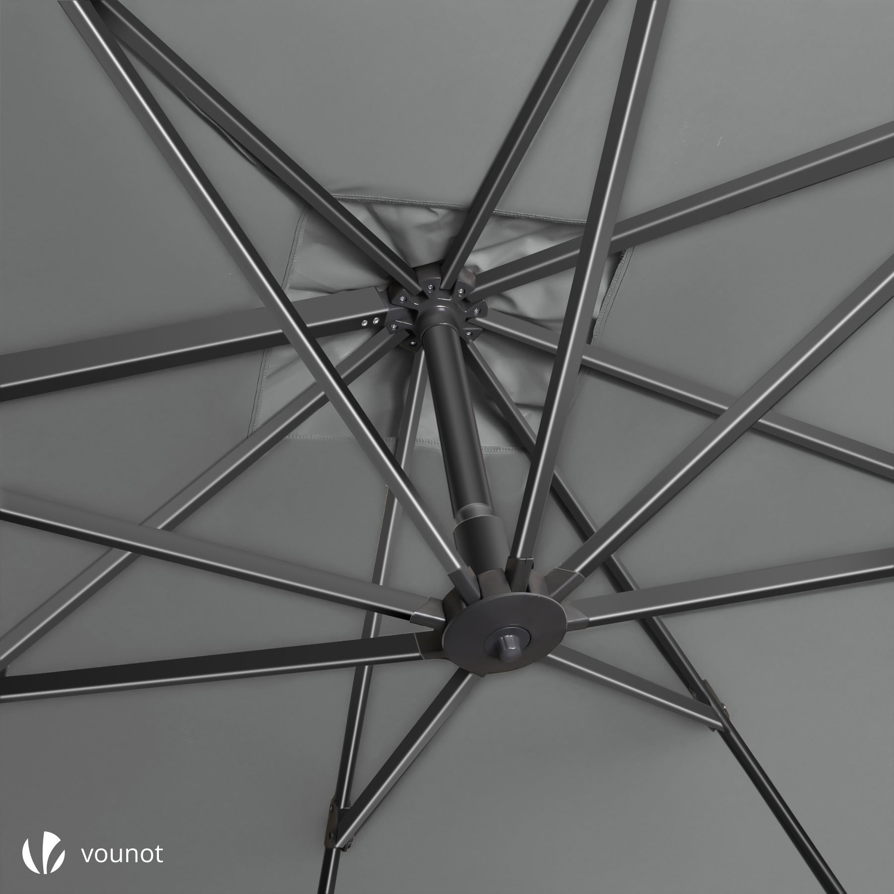 VOUNOT® Parasol Excéntrico Cuadrado 3x3M, Gris - 7