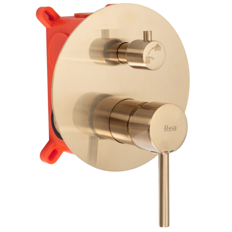 ROBINET DE BAIGNOIRE ENCASTRÉ REA LUNGO + BOX BRUSH GOLD - 2