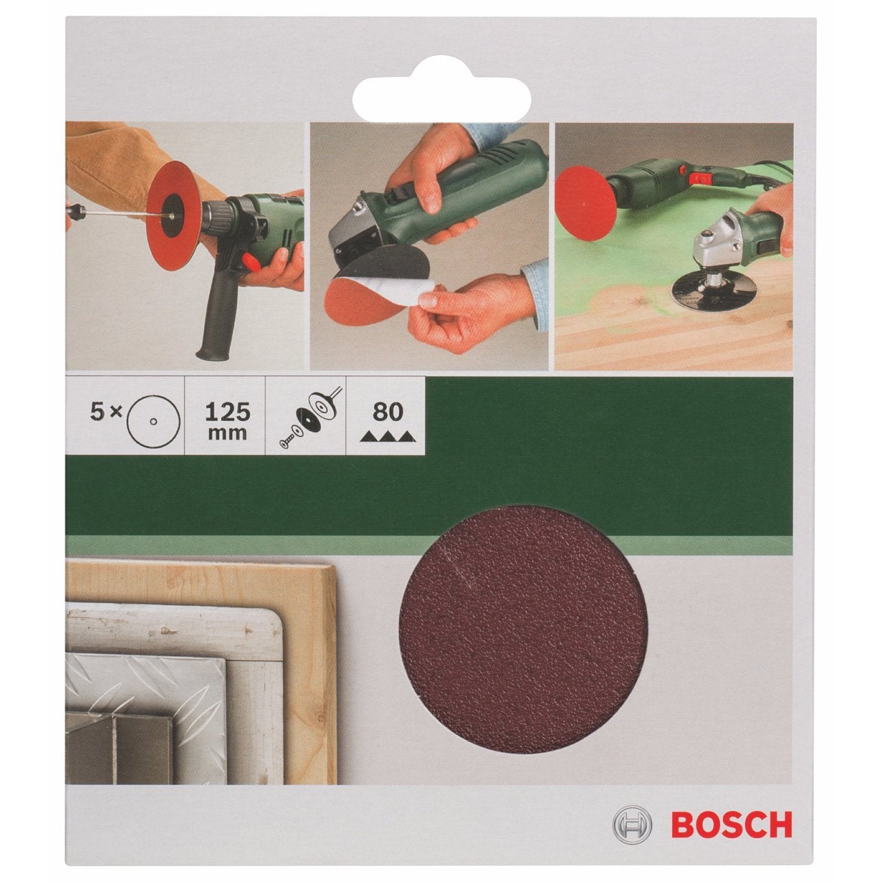 Fogli Abrasivi Bosch 125 Mm Per Levigatrici - 5 Pezzi, Grana 40, Senza Fori, Fissaggio A Strappo