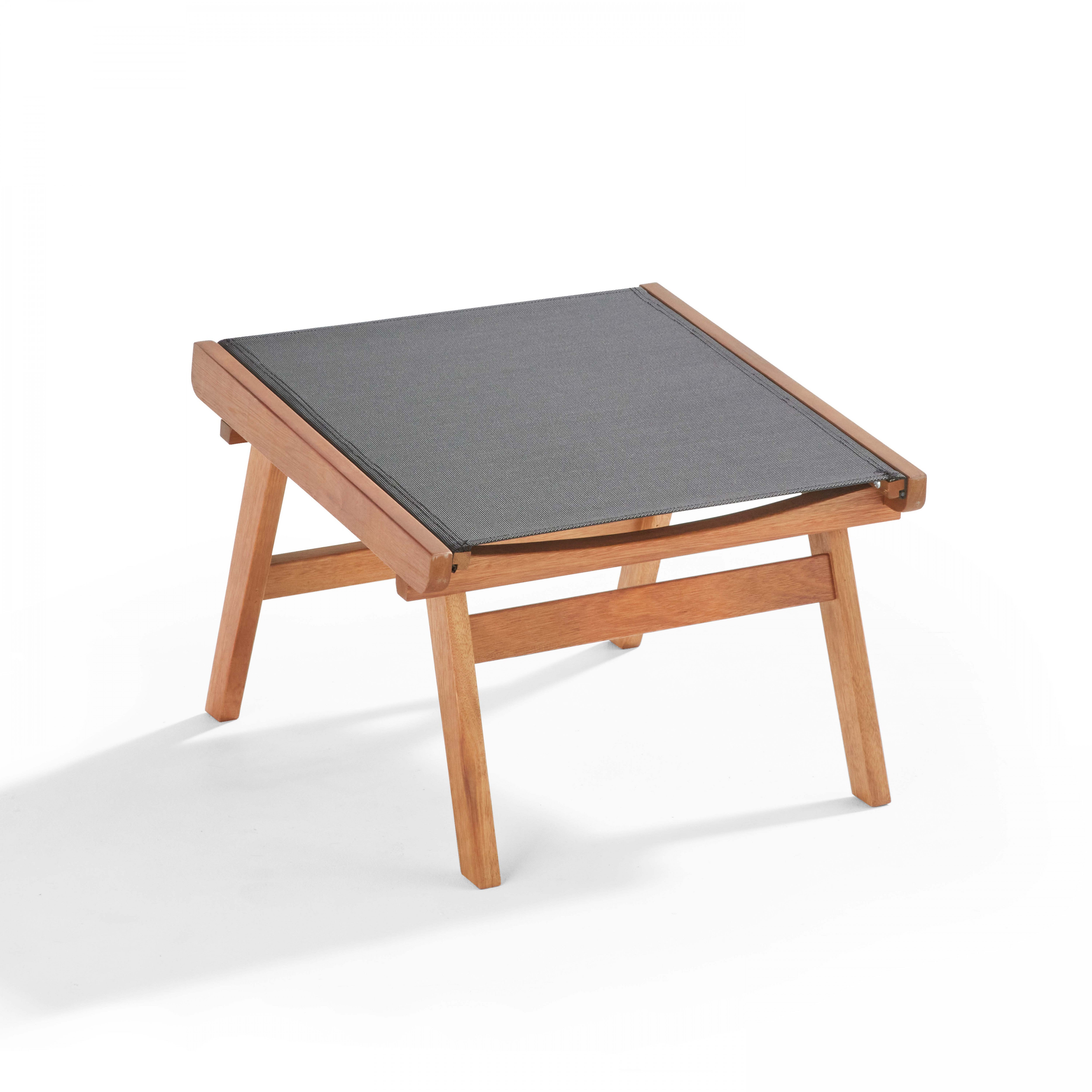 Fauteuil relax en bois d'eucalyptus avec repose-pieds gris - 5