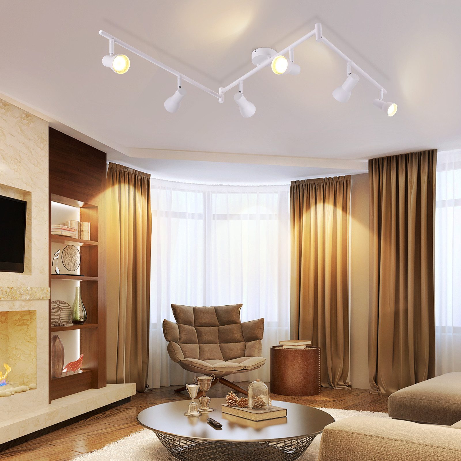 NETTLIFE Reflektorowa sufitowy 6 płomieni Biały GU10 Metalowa lampa sufitowa do sypialni i przedpokoju - 8