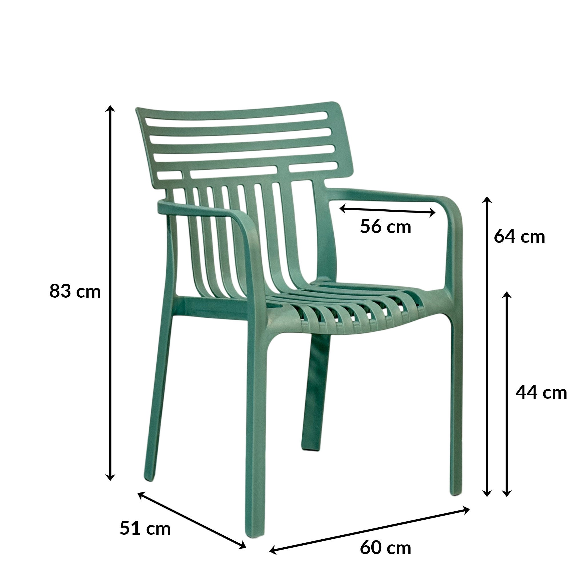 x 6 Chaises de jardin Sitwell design, résistante aux intempéries, Vert - 3