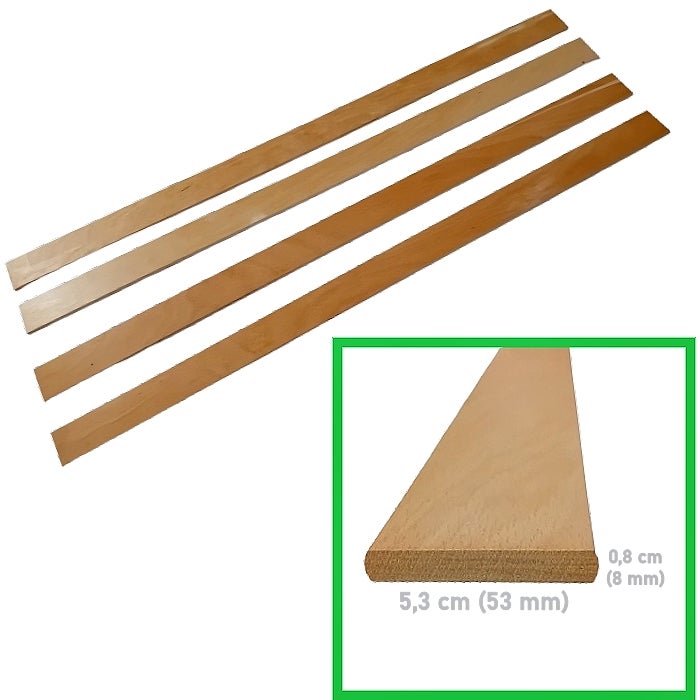 Lote De 5 Lamas De Haya Para Somier (78x5.3x0.8 Cm) - Recambio Resistente Para Cama O Sofá Cama