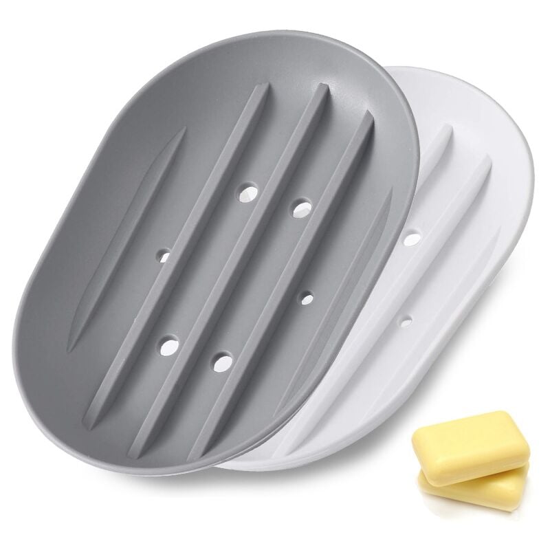 Portasapone In Silicone Con Scarico - 2 Pezzi Antiscivolo, Per Bagno E Cucina, Con Tamponi Asciugatura - Foto 11