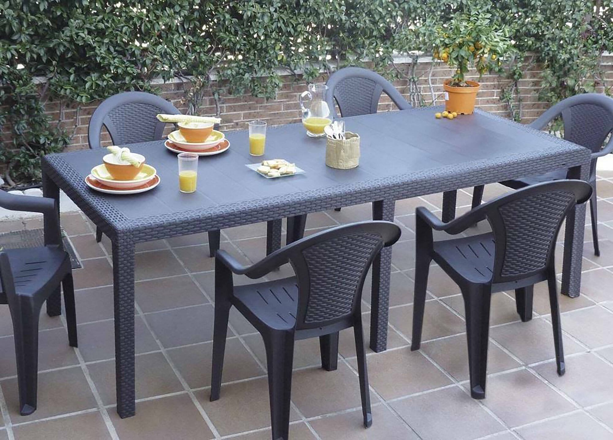 Mesa de Exterior, 10 Lugares, Extensível, Impermeável, 150x90x72h cm, Cor Antracite - Made in Italy - 5