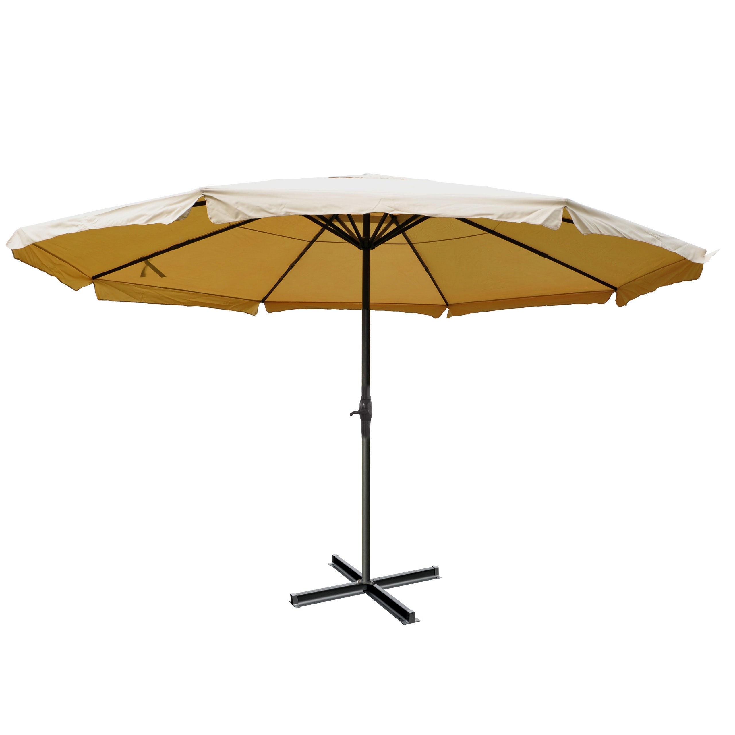 Parasol Meran Pro, parasol gastronomiczny z falbaną Ø 5m poliester/aluminium 28kg ~ kremowy bez stojaka