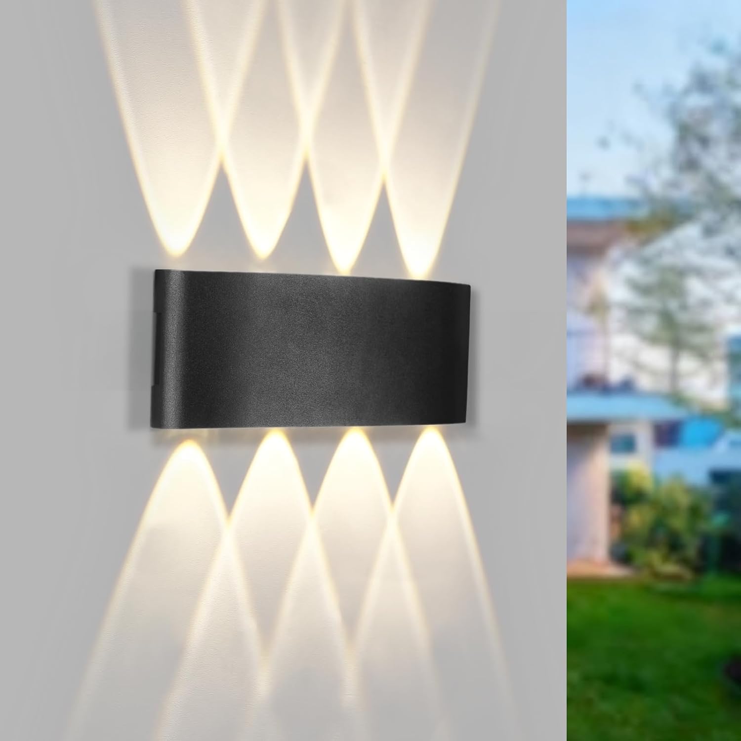 ZMH Nowoczesne zewnętrzne oświetlenie ścienne LED z oświetleniem w górę i w dół do sypialni i przedpokoju