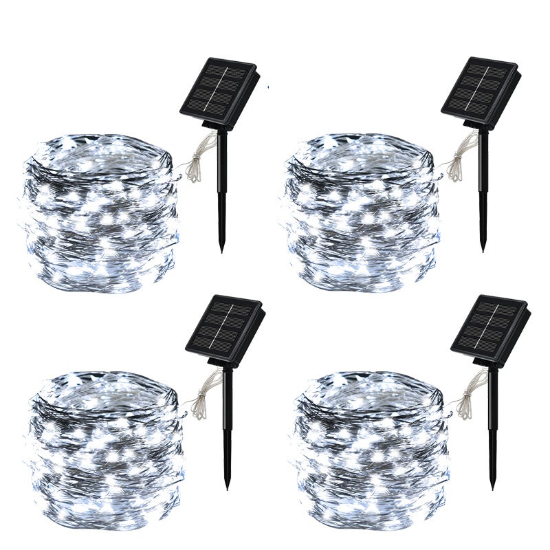 Zestaw lamp zewnętrznych zasilanych energią słoneczną LED m wodoodporne trybowe lampy dekoracyjne do ogrodu na taras na Boże Narodzenie białe