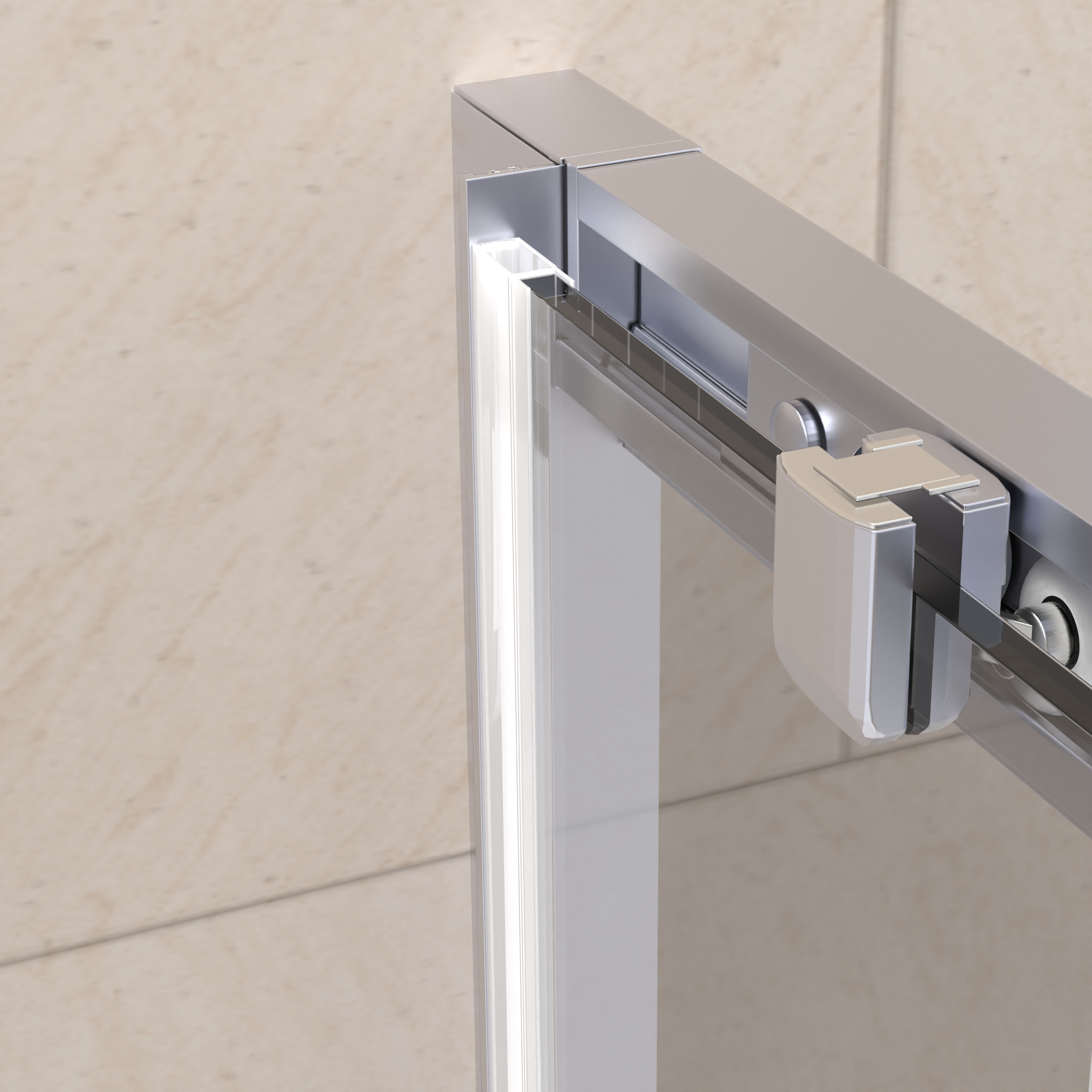 Mampara de ducha frontal corredera 100 cm 1 puerta + 1 fijo Plata cromo Cristal transparente 6 mm 195 cm altura - 6