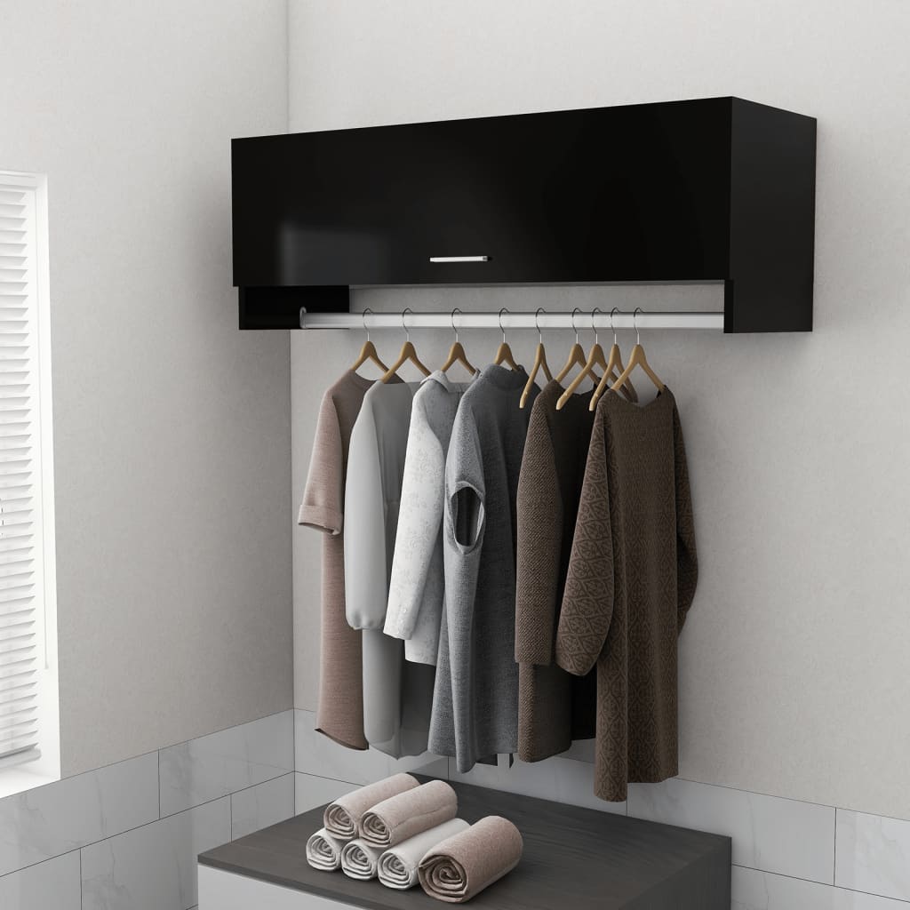 Vidaxl armario de madera contrachapada negro 100x32,5x35 cm