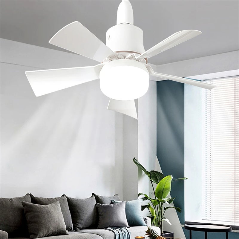 Ventilateur de plafond LED avec télécommande, variateur d'intensité, culot E27, 30 W, moderne, intelligent, sans fil, éclairage pour chambre et salon - 5