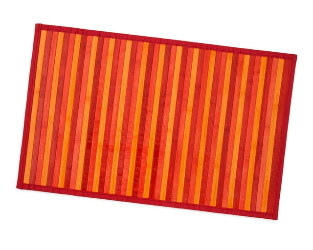 Tapis en Bois de Bambou 50x225 cm Cuisine Salle de Bain Chambre Anti-dérapant Rouge