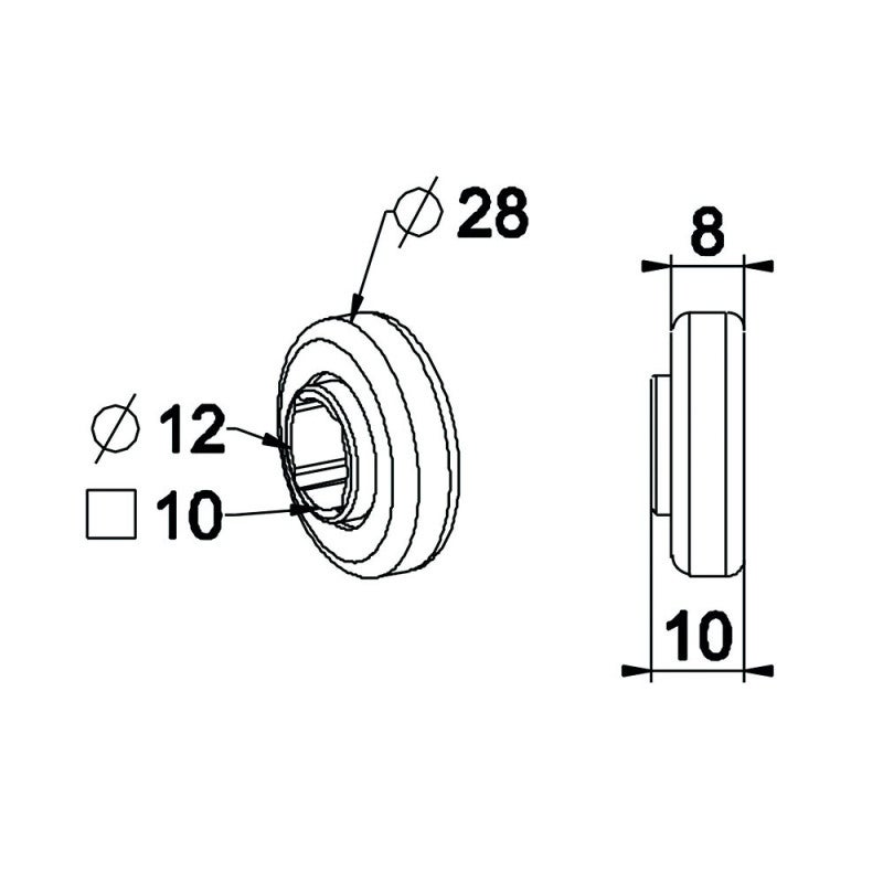 Roulement à billes Ø ext. 28 mm Ø int. 12 mm ou carré de 10 mm - 2