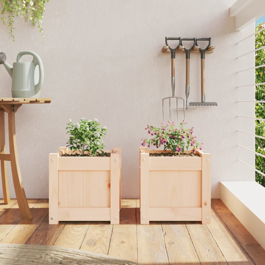 2pcs Jardinières Bac à Fleurs Pot De Fleurs - bois de pin massif n29l - 3