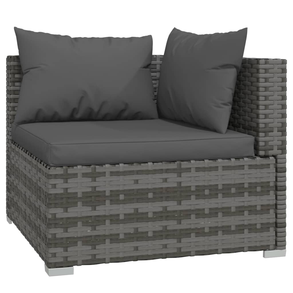 The Living Store - Salon de jardin 9 pcs avec coussins Gris Résine tressée - 5