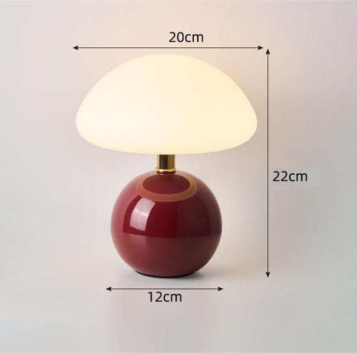 Lampe de table mignonne, 3 températures de couleur, lampe de chevet champignon filaire USB, veilleuse à intensité variable, bordeaux - 2
