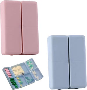 kwmobile 2 Mini Porta Pillole in Alluminio Nero/Argento - Portapillole Portachiavi - Capsula - 4,8x1,7x1,7cm - Scatolina Porta Medicinali da Viaggio