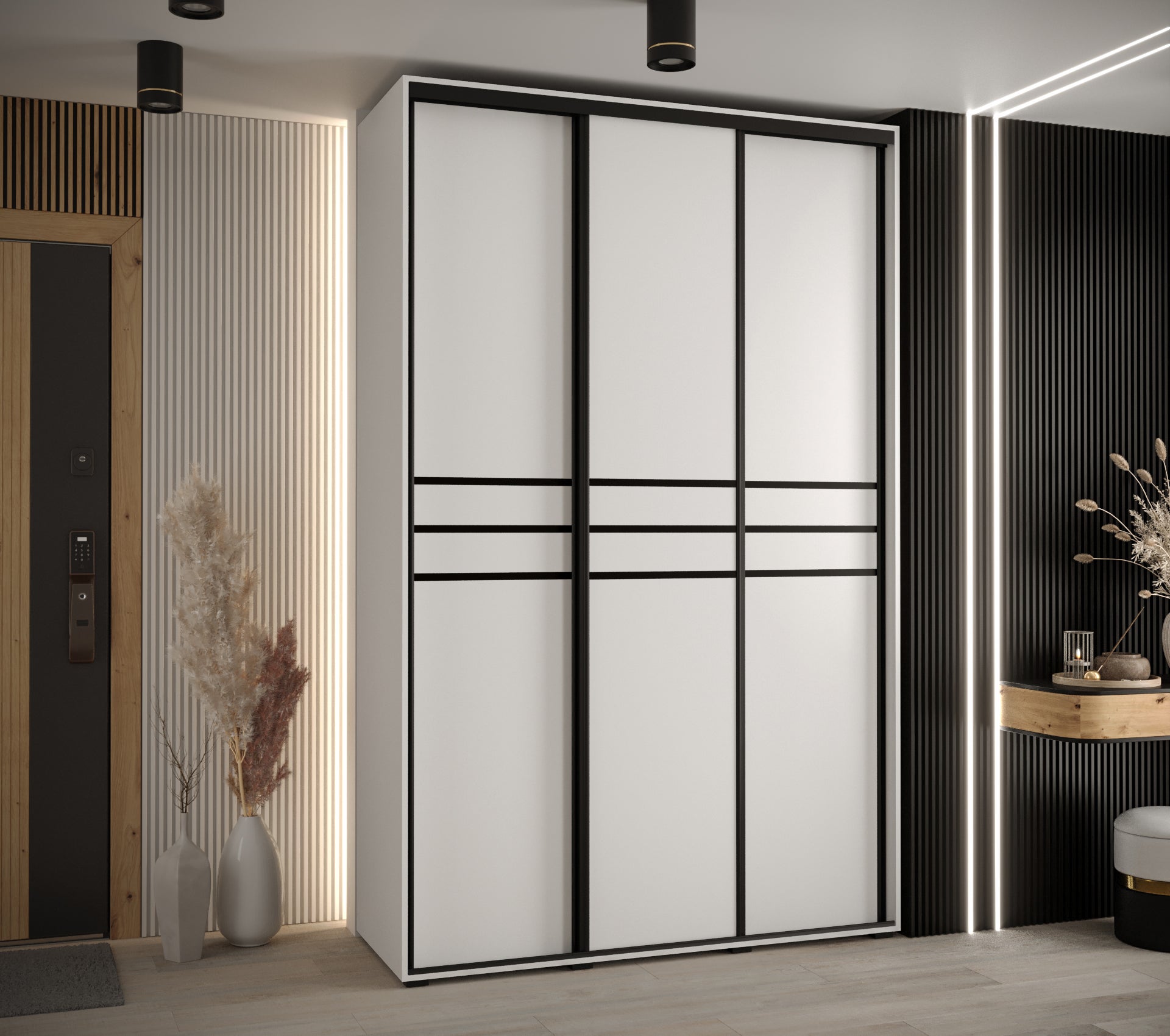 Szafa przesuwna wysoka Davos 10 160 x 45 x 235,2 cm biały + biały + u. czarny - Abiks Meble - 2