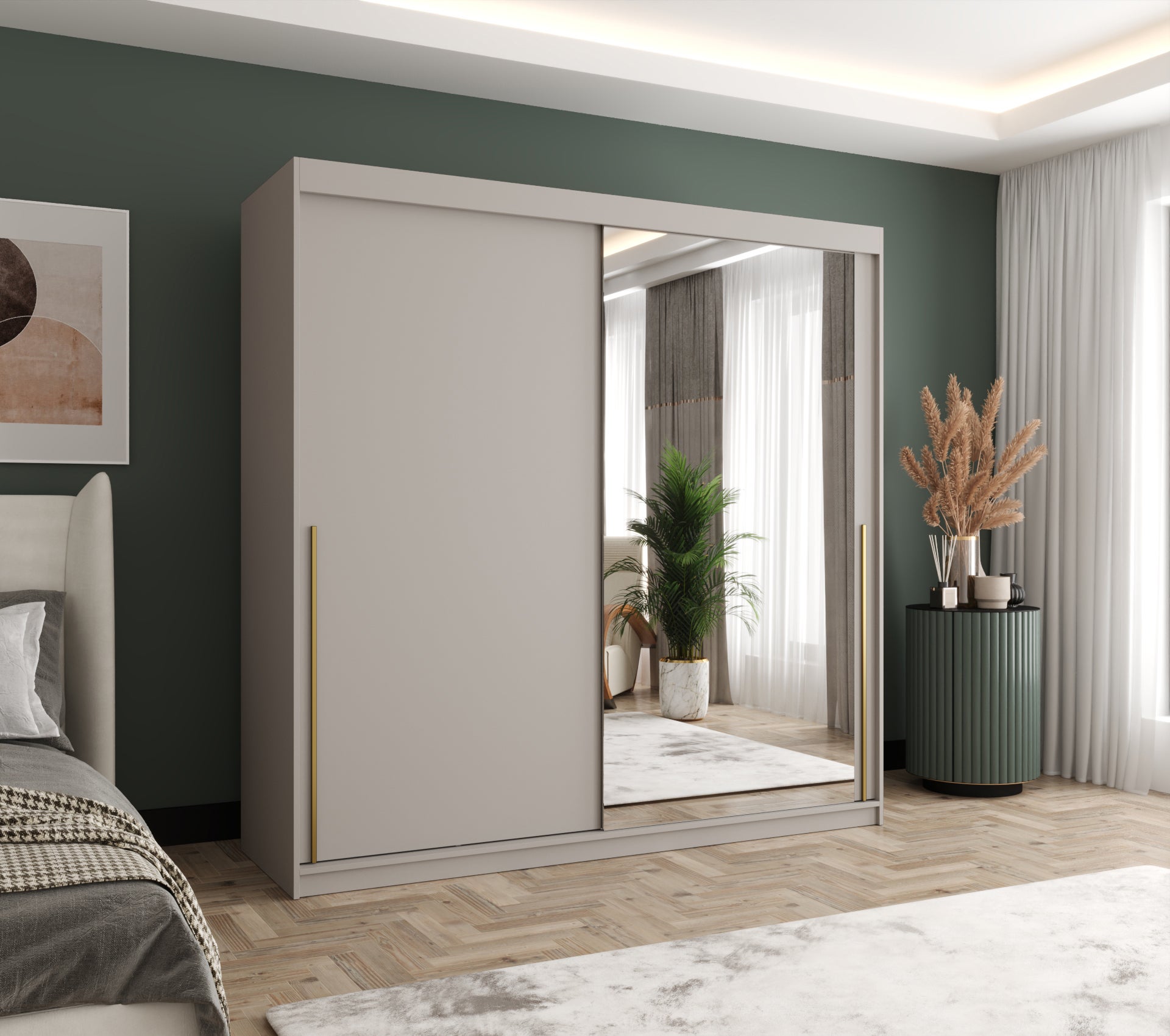 Szafa przesuwna z lustrem SIMA T2 200 x 62 x 200 kaszmir + u. złoty - 2