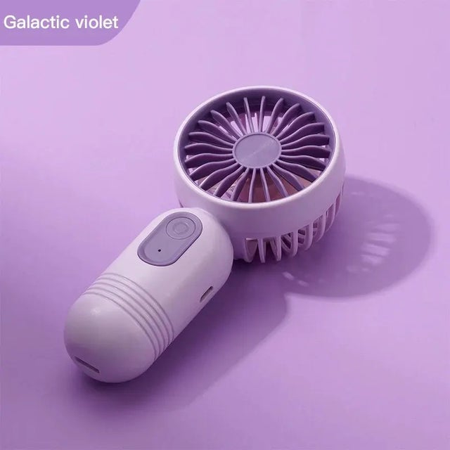 Mini ventilateur portable USB, ventilateur de bureau portable, ventilateur rechargeable USB, 3 réglages de vitesse, violet