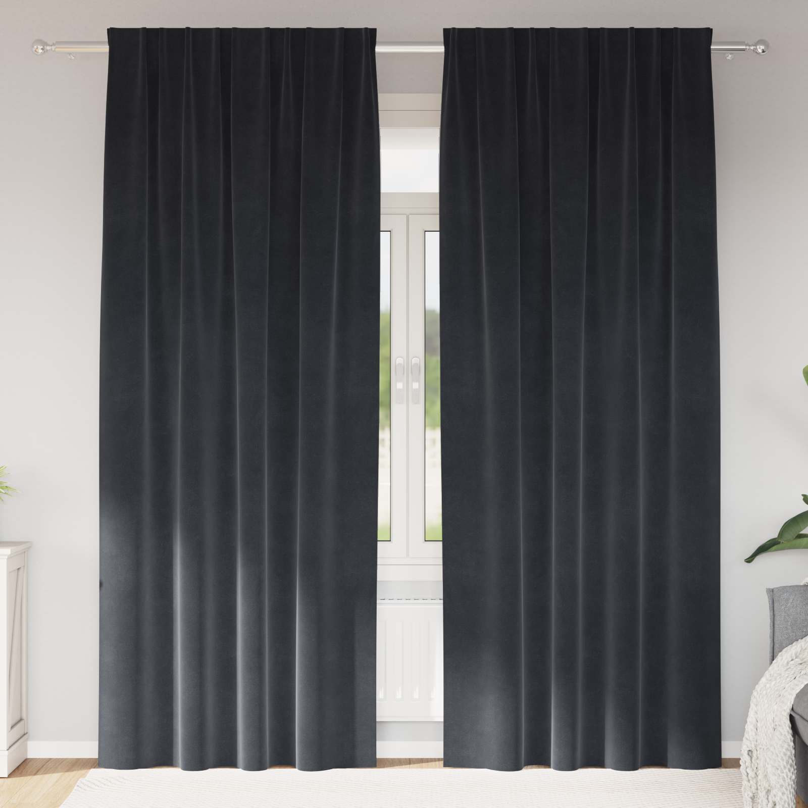Zasłony zaciemniające 2 pcs Ciemnoszary 140 x 225 cm Aksamit vidaXL