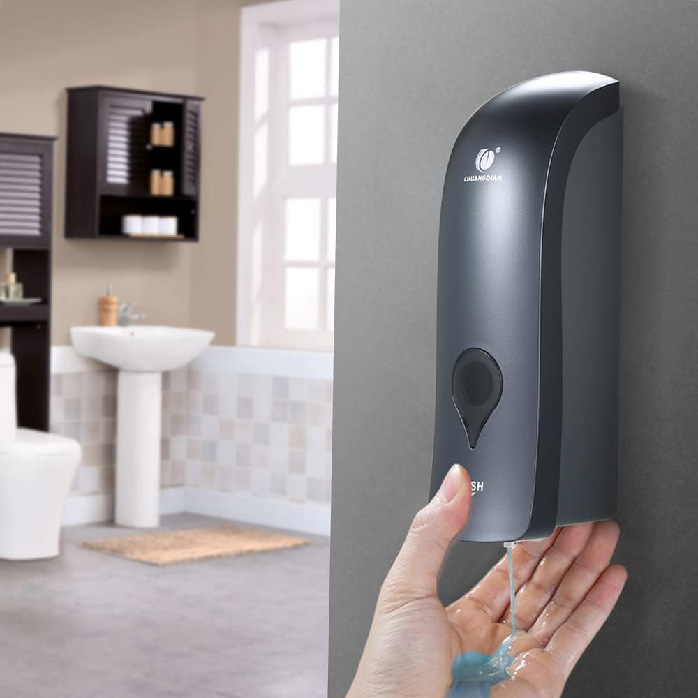 Dozownik mydła montowany na ścianie o pojemności 300 ml, nie wymaga wiercenia, dozownik ręczny z jedną głowicą, żel pod prysznic do łazienki, czarny