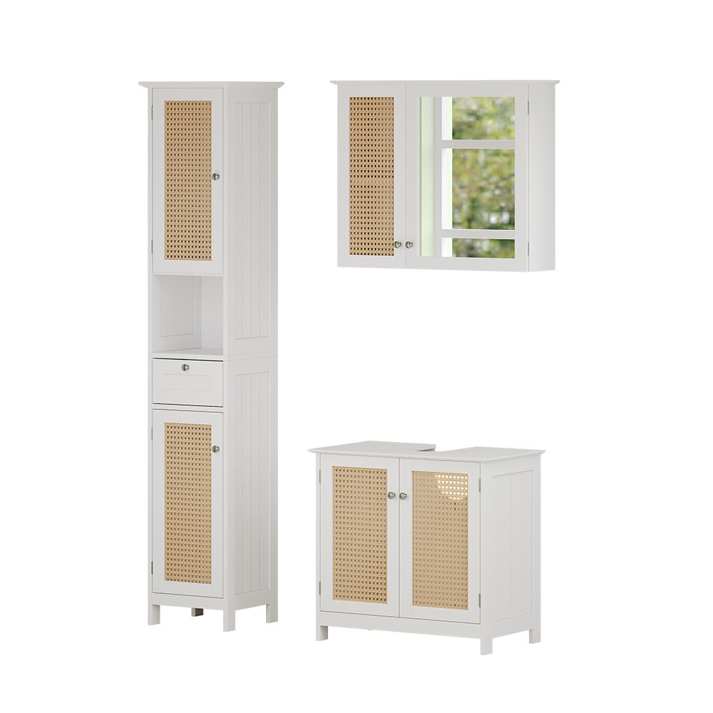 Vicco Zestaw mebli łazienkowych Rosario, Biały, 3-częściowy, z wysoką szafką