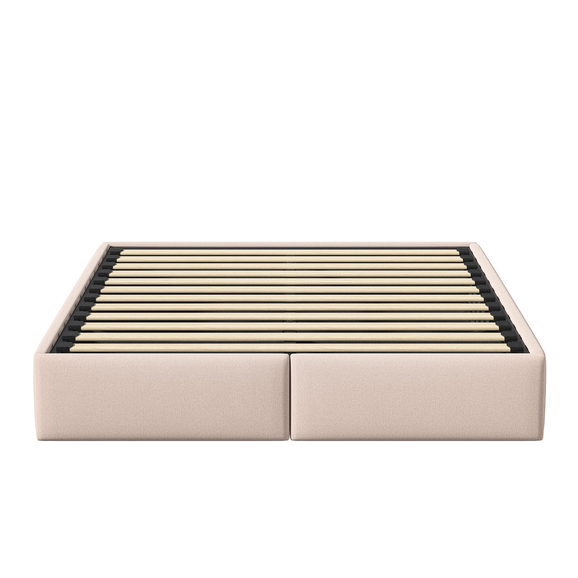 Cama canapé 160x200 cm con sistema hidráulico, 2 cajones, somier de láminas, estructura de metal, tapizada en lino - Beige - 5