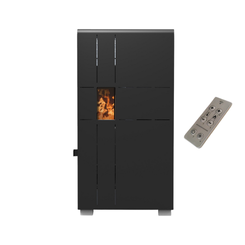 Stufa a Pellet Ventilata Elena 5 Kw Nera 4 Stelle 40 m2 (Stufa + Telecomando)