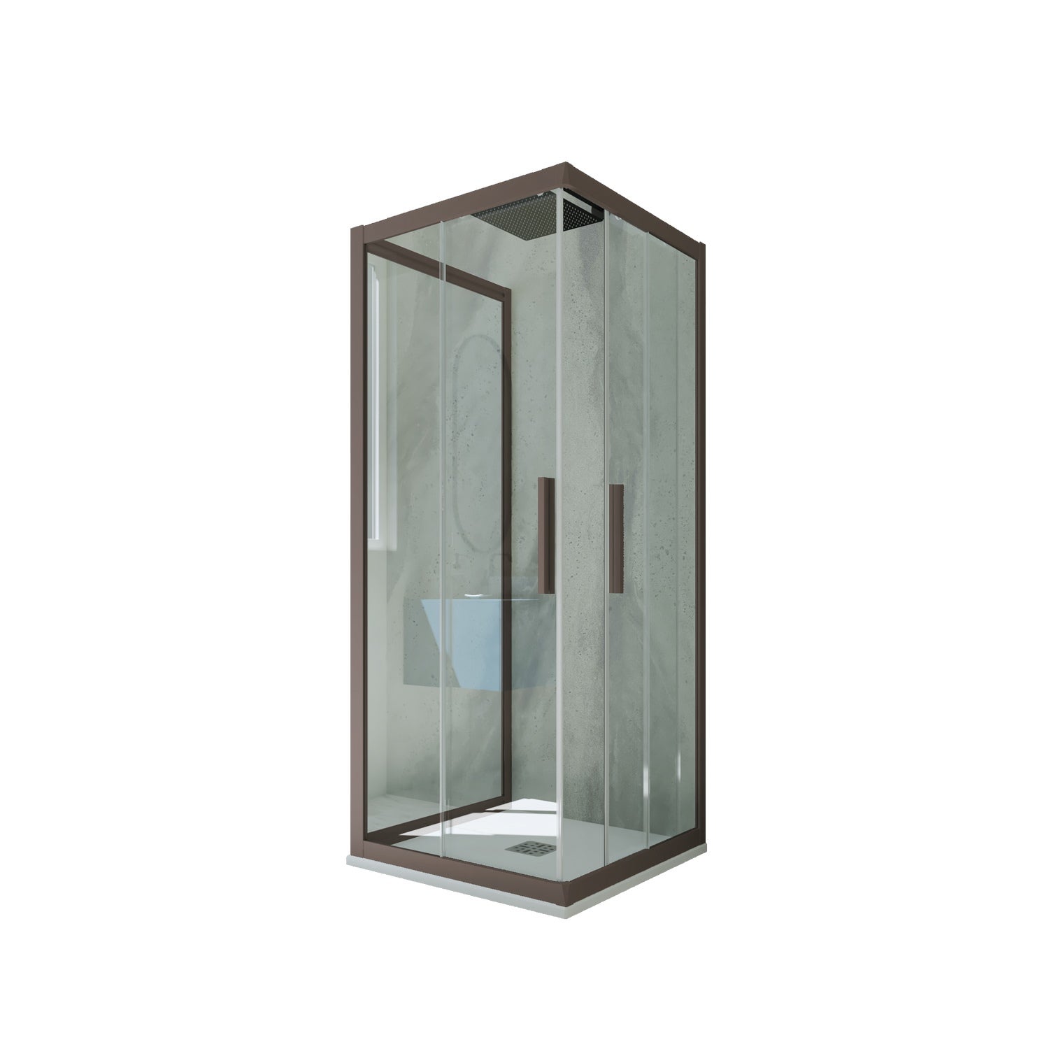 Cabine De Douche 3 Parois Idralite 75x75x185 Cm - Verre Transparent, Ouverture Pivotante