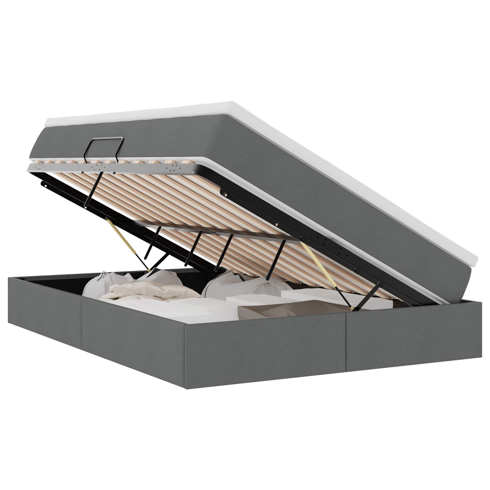 Lit avec rangement et matelas gris foncé 140 x 200 cm polyester - 2