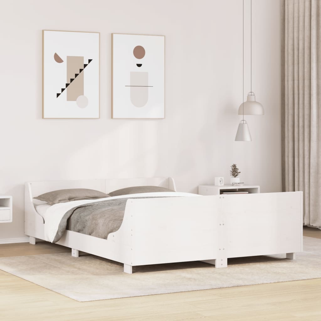 Rama łóżka bez materaca, biała, 140x200 cm, lite drewno sosnowe vidaXL