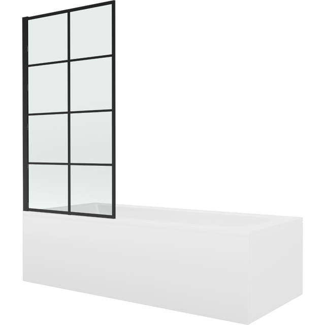 Mexen Vega baignoire rectangulaire 180 x 80 cm avec tablier et paroi 1 volet 80 cm, motif noir fixe - 550118080X9308007077