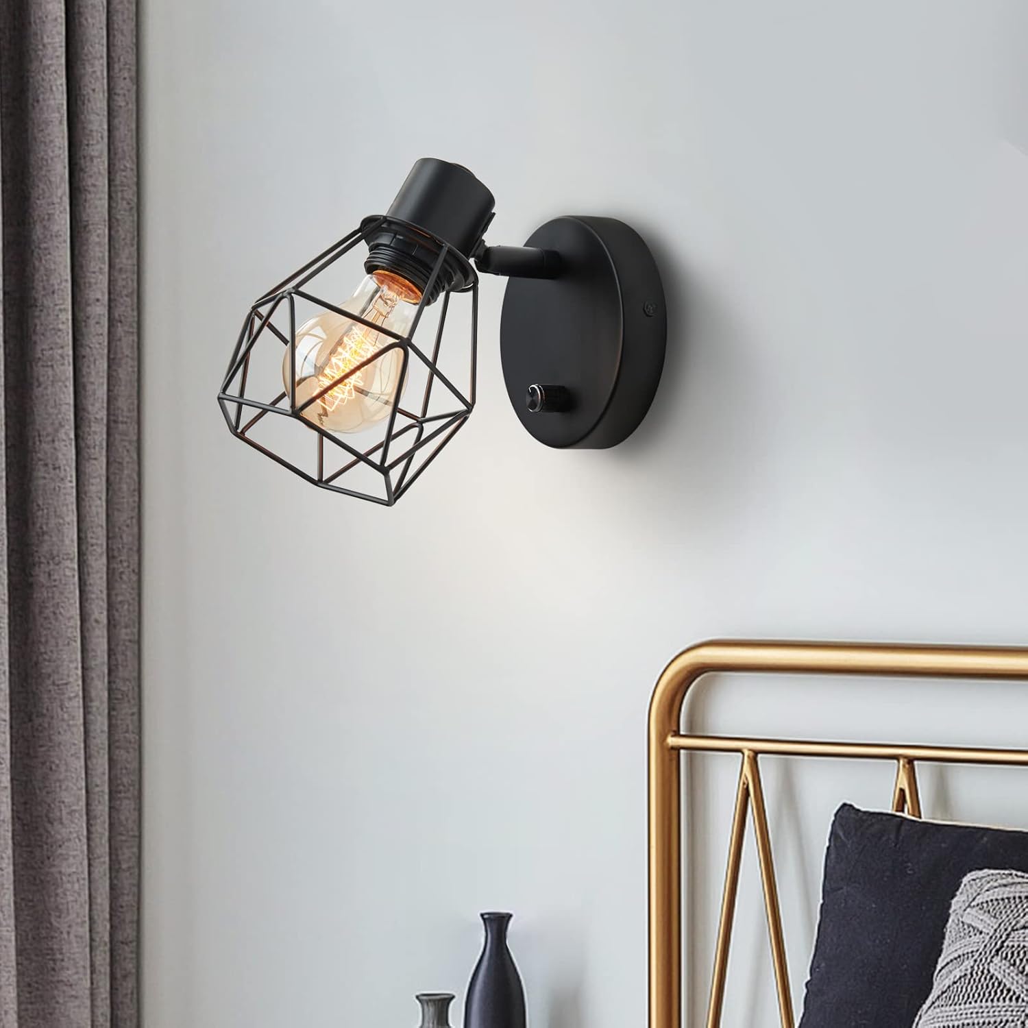 Regulowana 360° lampa ścienna do wnętrz, lampa ścienna w stylu retro industrialnym, oświetlenie wewnętrzne z regulacją jasności do sypialni, salonu i - 5