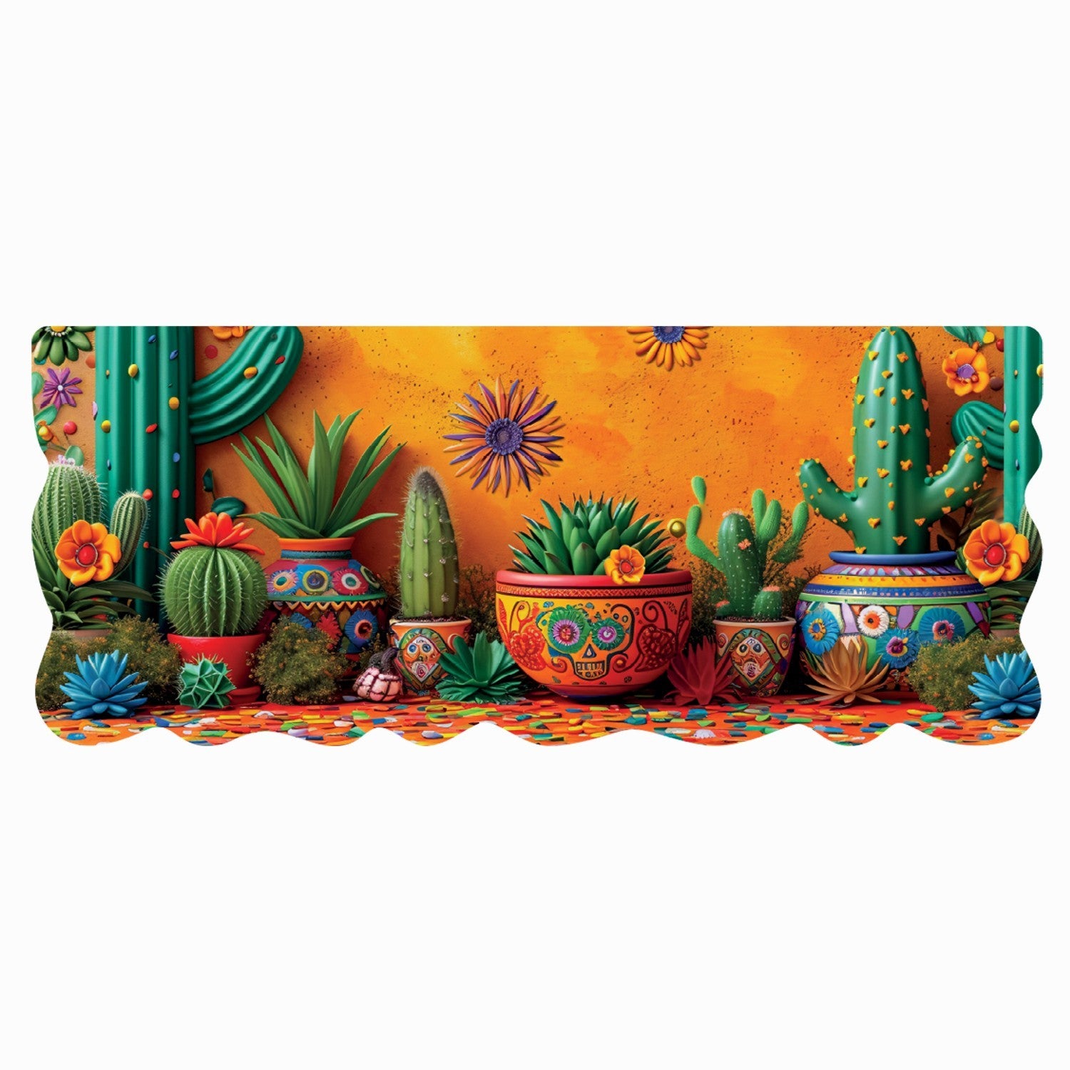 Dywan Kuchenny 50x120 cm Antypoślizgowa 100% Made in Italy Cyfrowy Wydruk Ukształtowany Le Forme Rośliny Kaktusowe