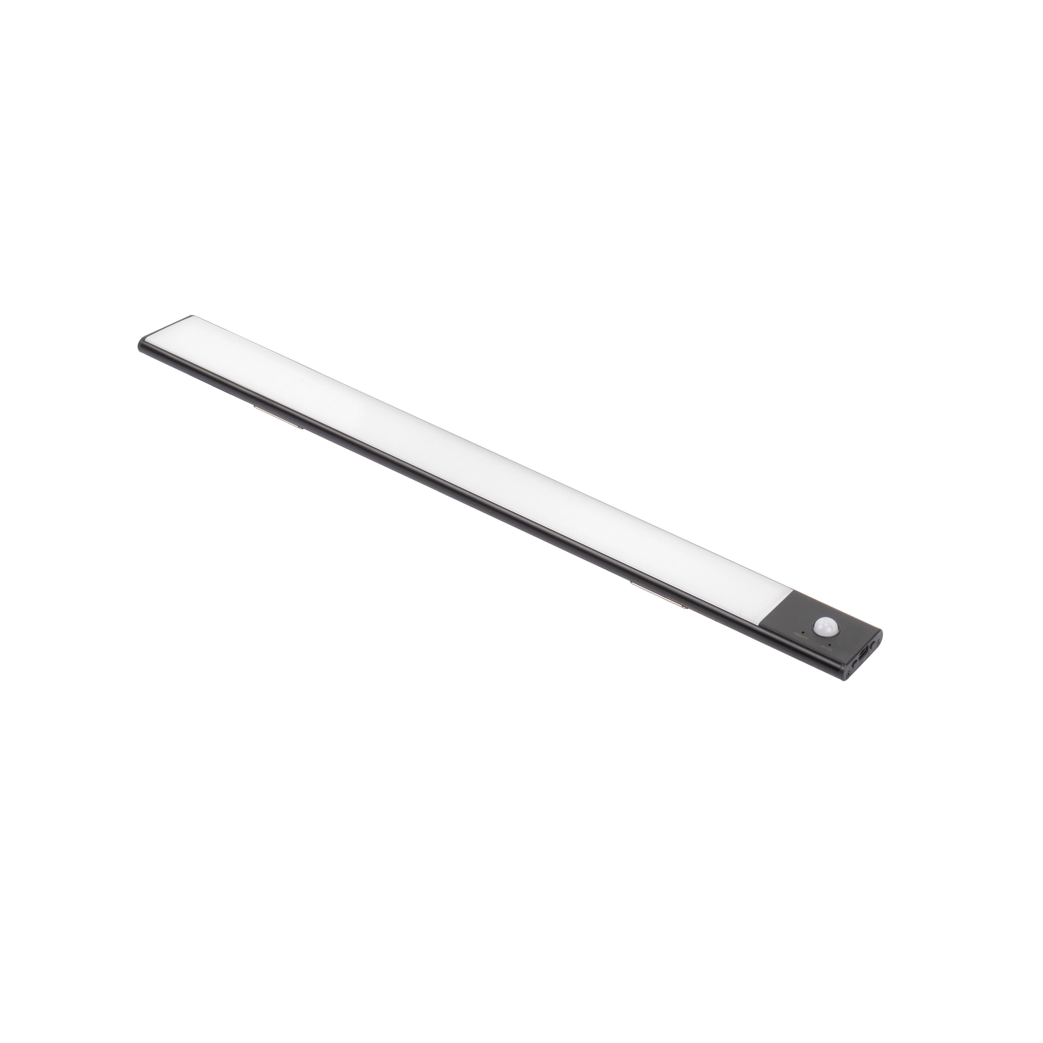 Emuca Lampka ścienna LED Kaus Black ładowana przez USB, z czujnikiem ruchu, L600 mm, Plastik i aluminium, Malowana na czarno