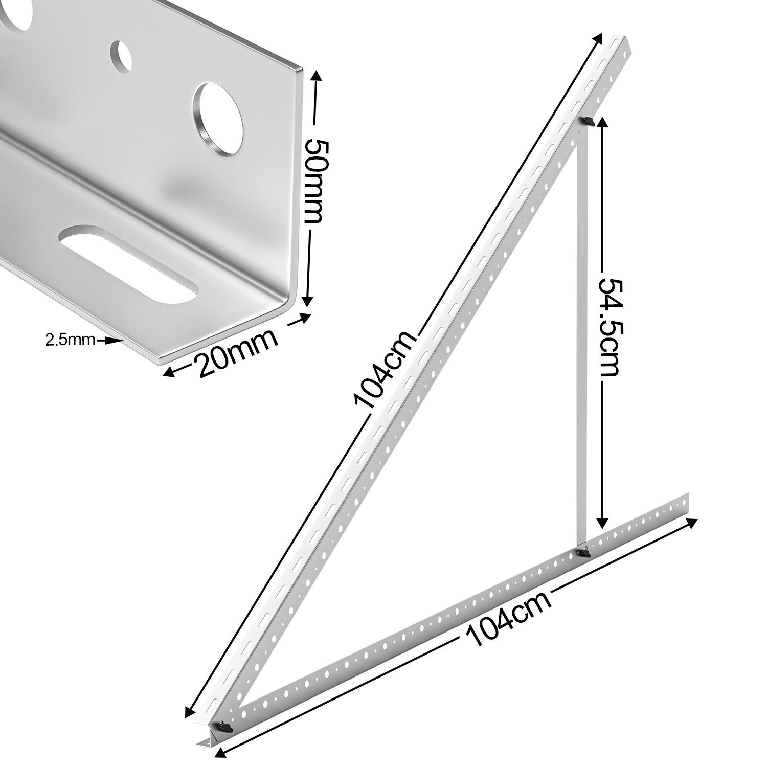 Supporto per pannello solare fino a 104 cm, tetto piano fotovoltaico