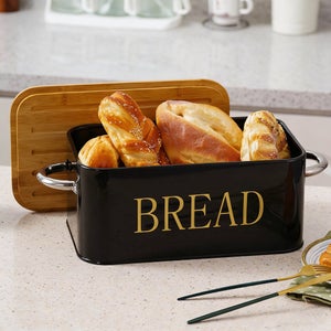 Scatola Per Pane In Ferro 2 Strati, Contenitore Alimenti Grande Capacità Per Bancone Cucina, Bianco Latte 30x18x26 Cm - 3